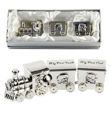 Silverplated First Tooth & Curl Set Train with 2 Carriages
