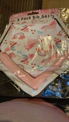 Soft Touch - Girls Flower & Unicorn 3 Bandana Bibs