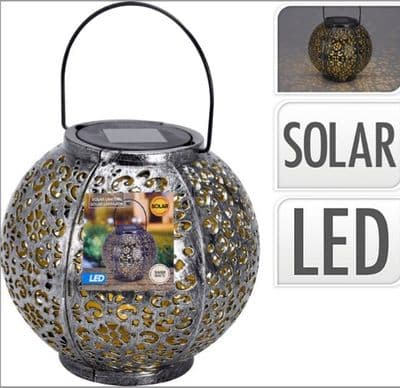 Solar Round Lantern Grey Finish