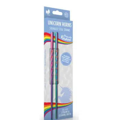 Sparkle Drops Unicorn Horns Reusable Metal Straws