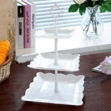 Square ) 3 Tier White Display Cake Stand Round Square Food