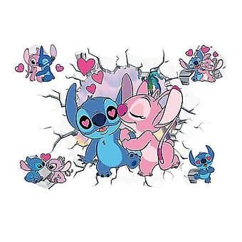 Stitch 3D wall stickers children's room graffiti self-adhesive glass door stickers cartoon poster an