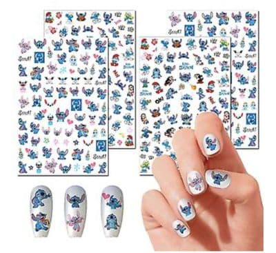 Stitch Nail Art Stickers Cute Cartoon Nail Art Decals 3d Self Adhesive Nail Sticker Kawaii Designer
