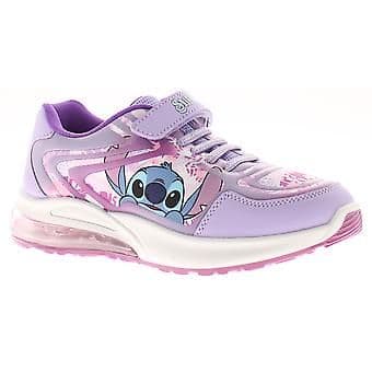 Stitch Younger Girls Trainers Lights Emboss Touch Fastening purple