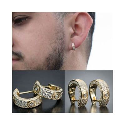 Style Full Set Zircon Earrings Men's Earrings Hip Hop Earrings Hoop Earrings