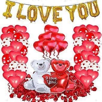 Teddy Bear Valentines Balloons Set,valentines Balloons Decorations