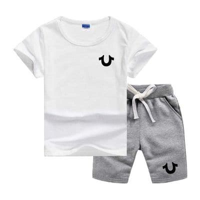 U Logo Luxury Designer Baby Boy Girls Clothes Set Short Sleeved Top Pant 2Pcs Outfits Kids Bebes Clo