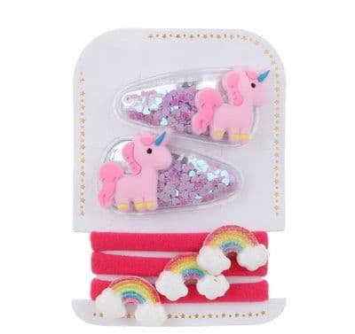 Unicorn And Rainbow Hair Tie Set
