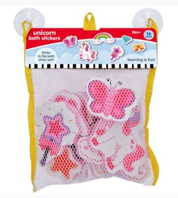 UNICORN BATH STICKERS IN HANGING BAGS
