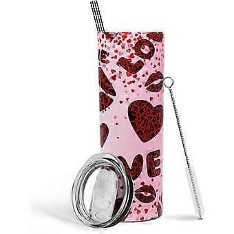 Valentines Day gifts Valentine Tumbler With Lid and Straw Stainless Steel 20oz