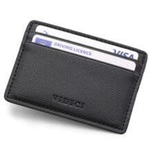 Vidici Saffiano Vegan Leather Credit Card Holder Wallet in Black Description
