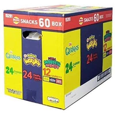 Walkers 60 Pack Snack Mix Party Box Quavers Wotsits Mega Monster Munch