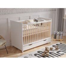 White/Pine) Tokyo | Baby Cot Bed 120x60cm with Deluxe Aloe Vera Mattress