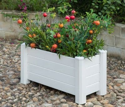 White Vinyl Fence Design Garden Bed Raised Planter Box