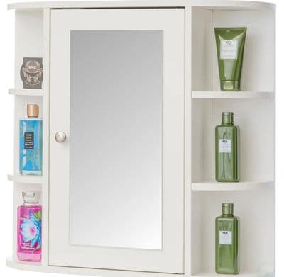 White Wall Mounted Bathroom Organizer with Open Shelves