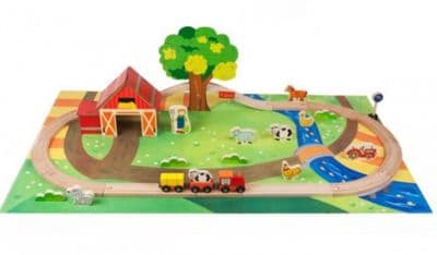 Wooden Train & Car Set