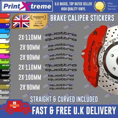 12X PREMIUM AUDI QUATTRO BRAKE CALIPER STICKERS DECALS HIGH TEMP