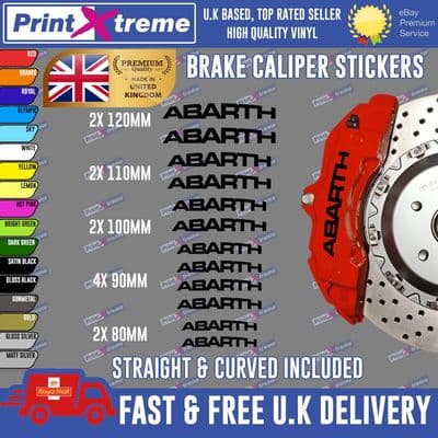 12X PREMIUM FIAT ABARTH BRAKE CALIPER STICKERS DECALS HIGH TEMP 500 595 695 PUNTO