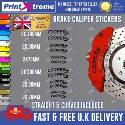 12X PREMIUM MINI COOPER S BRAKE CALIPER STICKERS DECALS HIGH TEMP