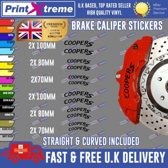 12X PREMIUM MINI COOPER S BRAKE CALIPER STICKERS DECALS HIGH TEMP