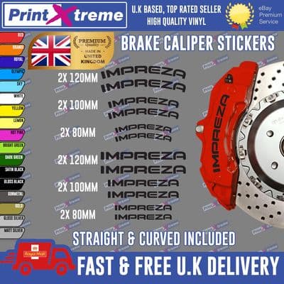 12X PREMIUM SUBARU IMPREZA  BRAKE CALIPER STICKERS DECALS HIGH TEMP