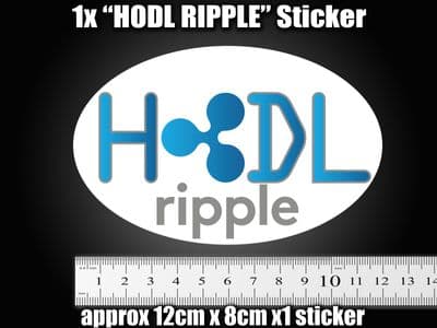 1x HODL RIPPLE Sticker decal shop sign car van XRP BTC ETH LTC DASH Crypto