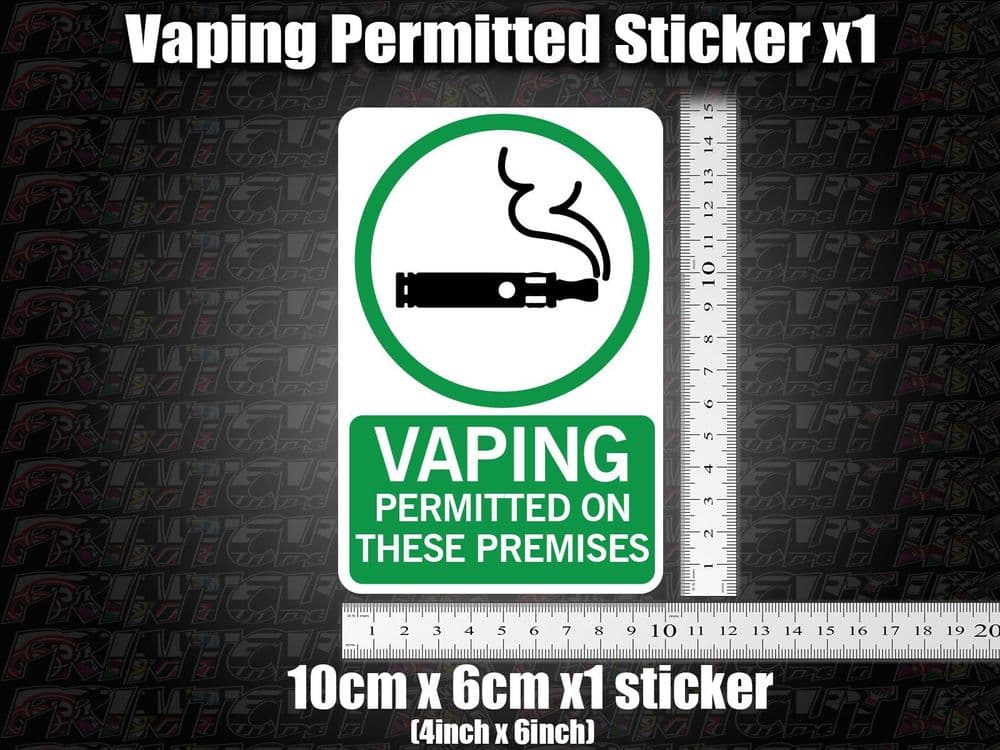 1x Vaping Permitted on these premises Sticker shop sign vape friendly allowed
