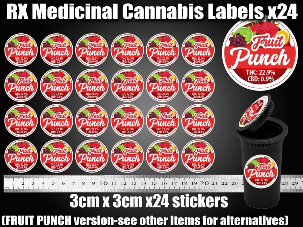 24x Fruit Punch pop top Labels Stickers RX medical Marijuana weed ...