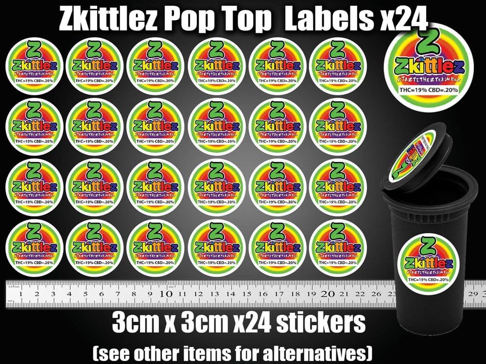 24x Zkittlez pop top Labels Stickers RX medical Marijuana weed Cannabis ...