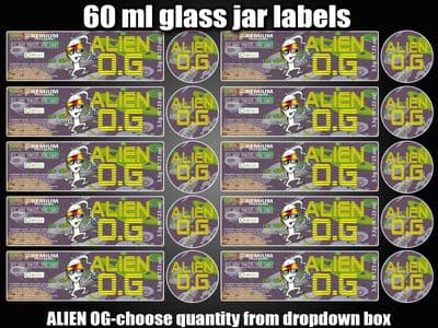 ALIEN O.G 60ml glass cali jar labels RX pressitin HIGH QUALITY