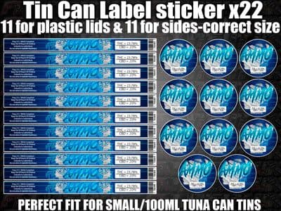 AMMO AMNESIA Cali pressitin tuna Tin Labels Stickers RX Medical HIGH QUALITY