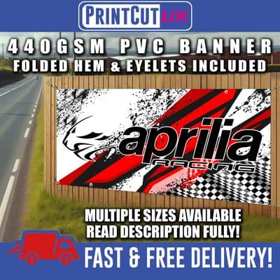 APRILIA PVC BANNER SIGN SIGNS Indoor Outdoor workshop, shed, mechanic, garage, motorcycle, racing