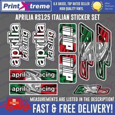 Aprilia RS125 Decal Sticker Pack Custom Italian Flag Design