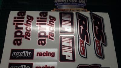 Aprilia RS125 DECALS STICKERS 3COLOUR Black Red Silver RS 125 Racing IP, 9 piece