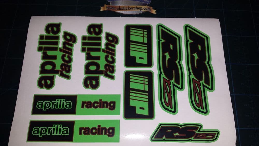 Aprilia RS125 DECALS STICKERS LIME GREEN BLACK DARK RED RS 125 Racing ...