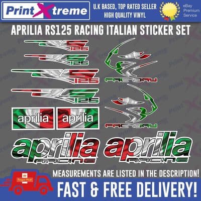Aprilia RS125 Italian flag sticker decal kit set Factory Racing