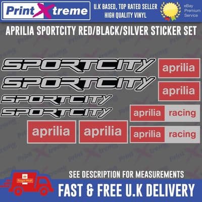 Aprilia SPORTCITY decals, stickers, graphic, racing black red silver
