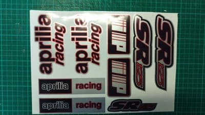 Aprilia SR125 DECALS STICKERS Racing IP 10 piece SR 125 SCOOTER BLACK RED SILVER