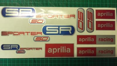 Aprilia SR50 SPORTER decals, stickers, graphics, racing SR 50 blue red silver