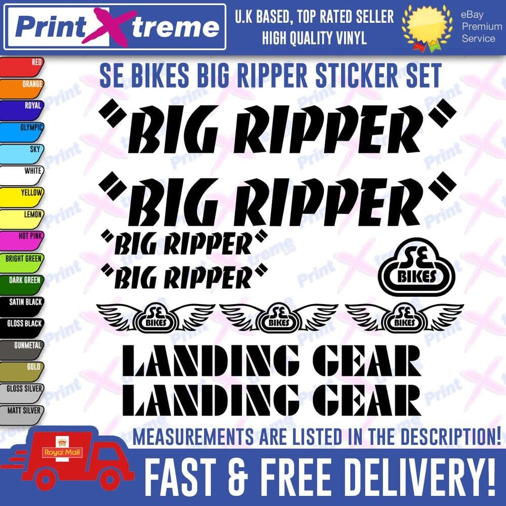 BIG RIPPER BMX Vinyl Decals Stickers Bike Cycling SE BIKES LANDING GEAR