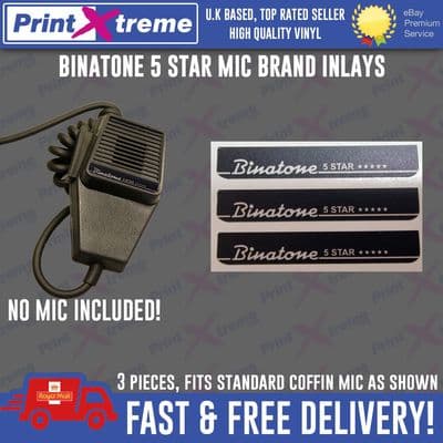 BINATONE 5 STAR cb radio COFFIN MIC INLAY STICKER Decal self adhesive NO MIC INCLUDED!