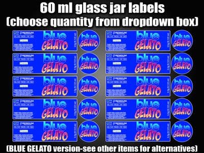 BLUE GELATO 60ml glass cali jar labels RX pressitin HIGH QUALITY