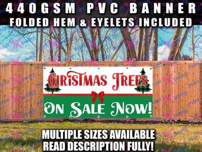 CHRISTMAS TREES ON SALE PVC BANNER SIGN SIGNS Indoor Outdoor Shop OPEN XMAS