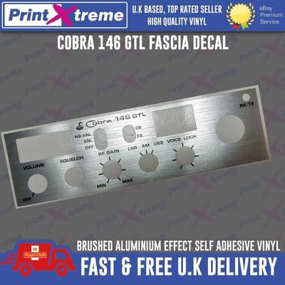 COBRA 146 GTL cb radio faceplate bezel Decal Sticker BRUSHED ALUMINIUM VINYL