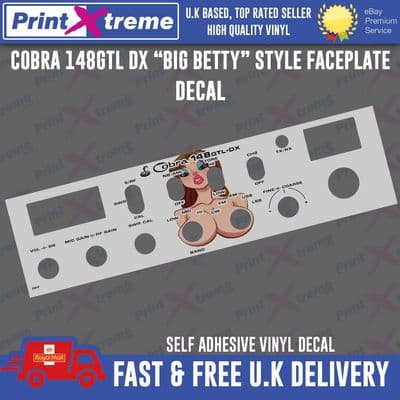COBRA 148 GTL-DX BIG BETTY BOOBS style cb radio faceplate Decal Sticker bezel self adhesive vinyl