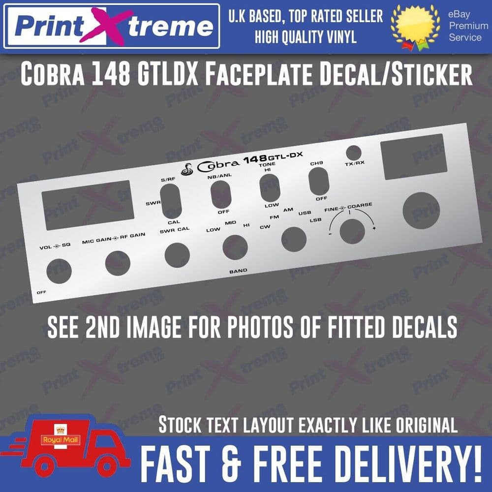 COBRA 148 GTLDX cb radio faceplate Decal Sticker bezel self adhesive vinyl