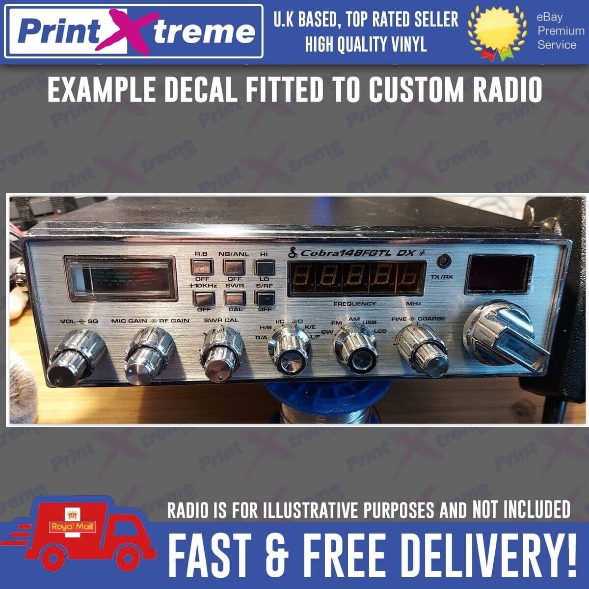 COBRA 148FGTLDX cb radio faceplate bezel Decal Sticker BRUSHED