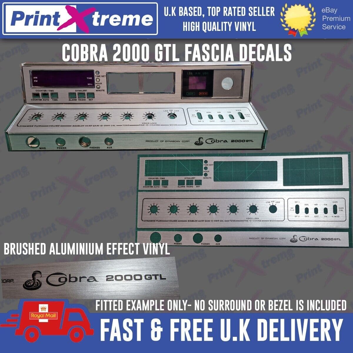 COBRA 2000 GTL HOMEBASE cb radio faceplate Decal Sticker fascia self