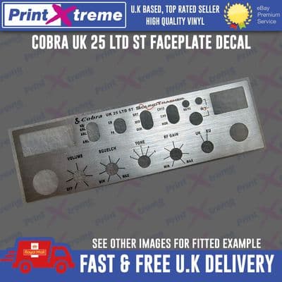 COBRA UK 25 LTD ST sound tracker cb radio faceplate bezel Decal Sticker BRUSHED ALUMINIUM VINYL