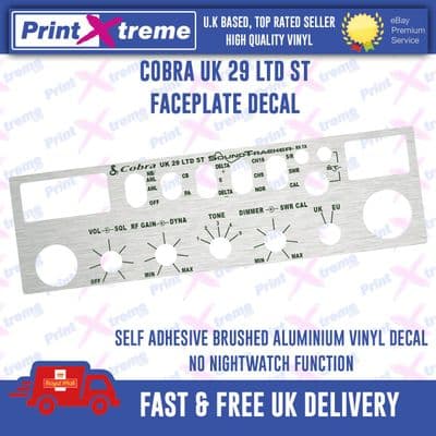 COBRA UK 29 LTD ST sound tracker cb radio faceplate bezel Decal Sticker BRUSHED ALUMINIUM VINYL